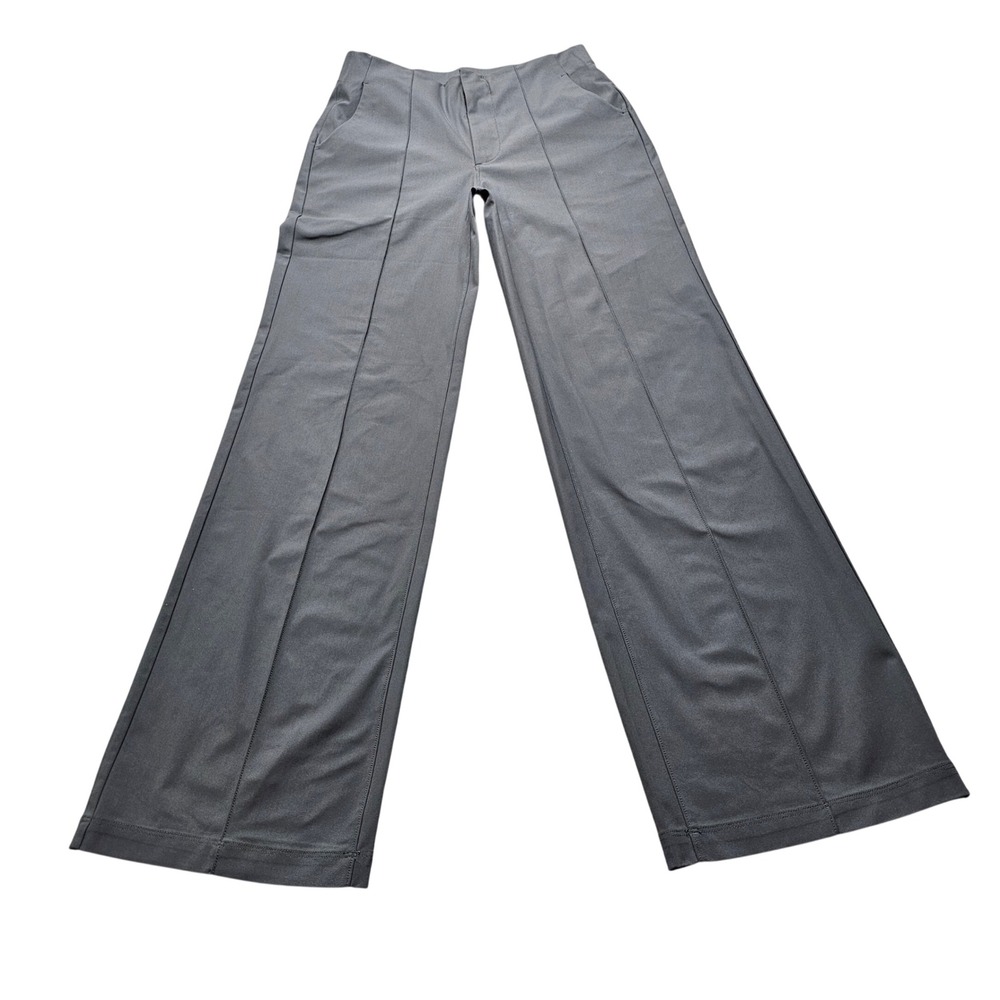 Vuori Wide Leg Pintuck Trousers Womens 6 Charcoal Gray Performance Workwear Pant
